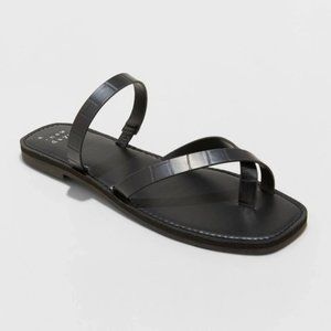 Black Cross Strap Sandal 7.5